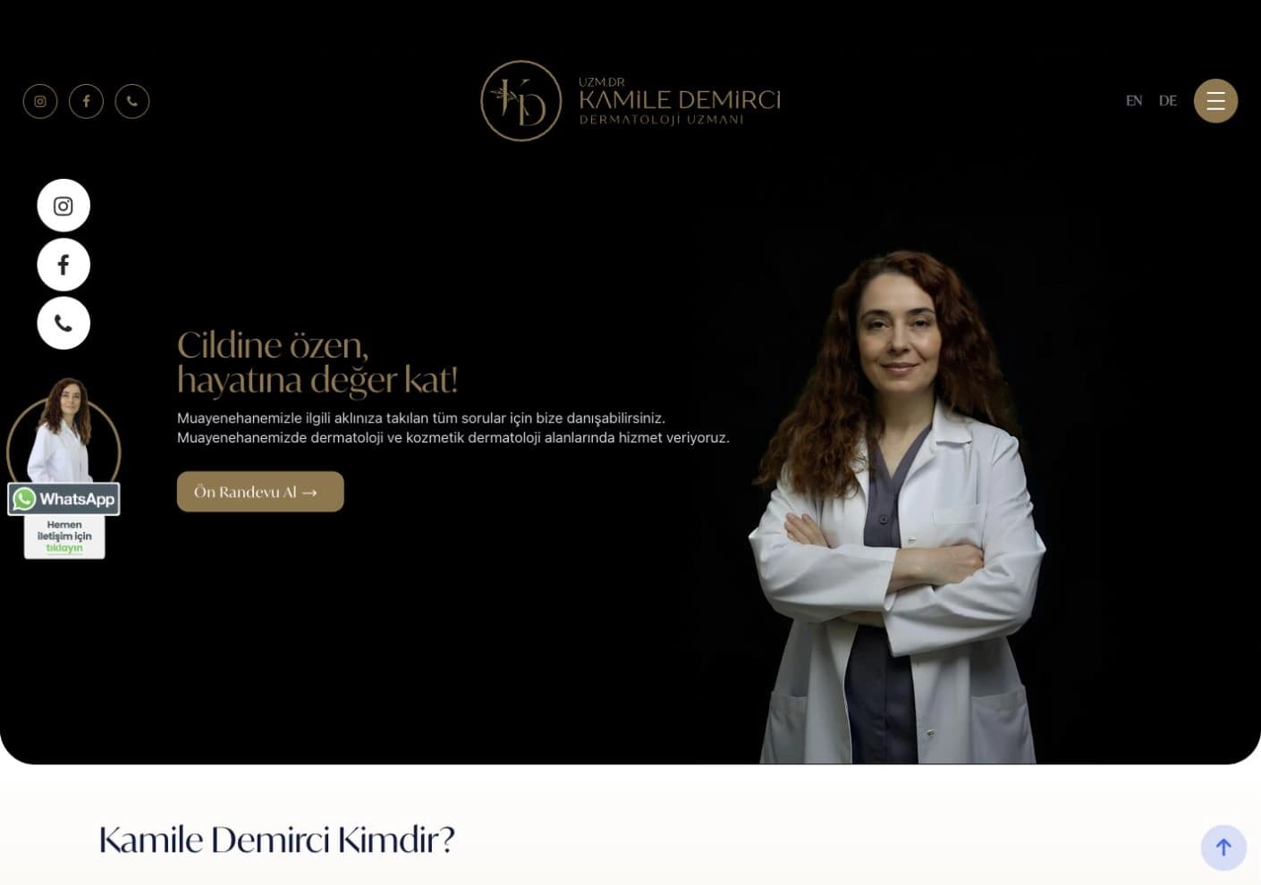 Uzm. Dr. Kamile Demirci web sitesinden bir görünüm