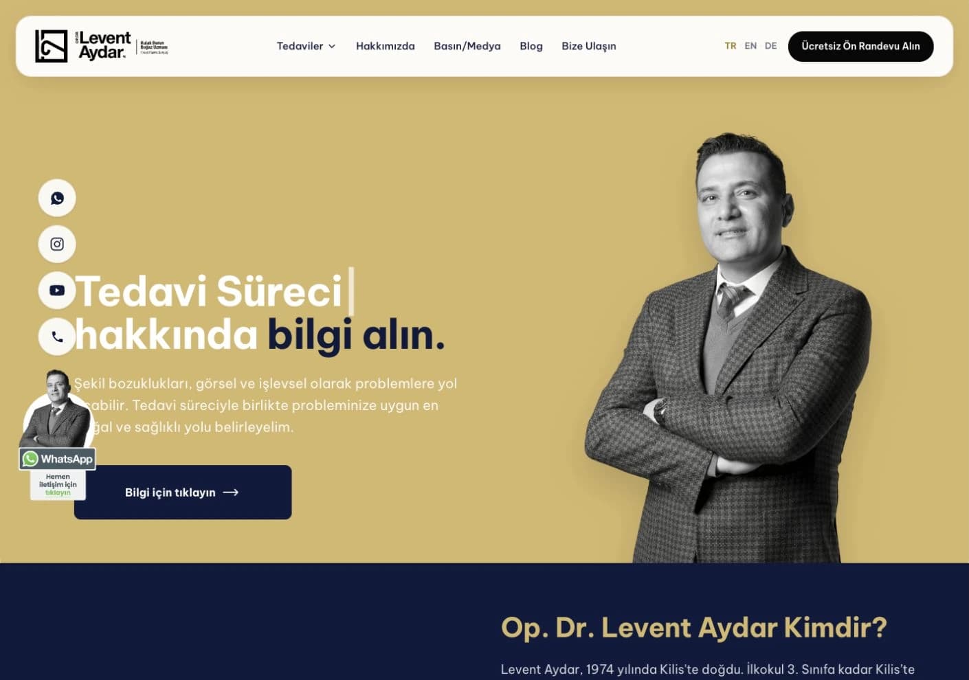 Op. Dr. Levent Aydar web sitesinden bir görünüm