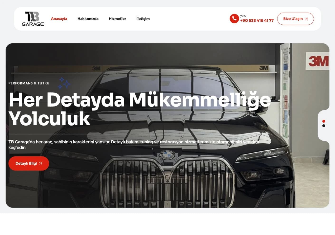 TB Garage web sitesinden bir görünüm